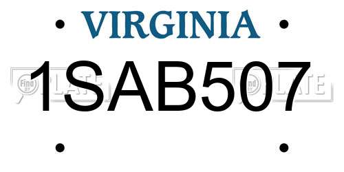 1SAB507 Virginia License Plate