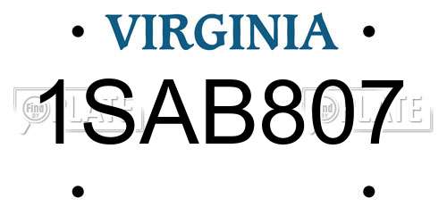 1SAB807 Virginia License Plate