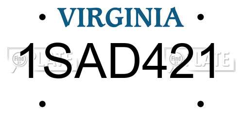 1SAD421 Virginia License Plate