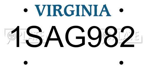 1SAG982 Virginia License Plate