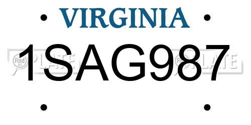 1SAG987 Virginia License Plate
