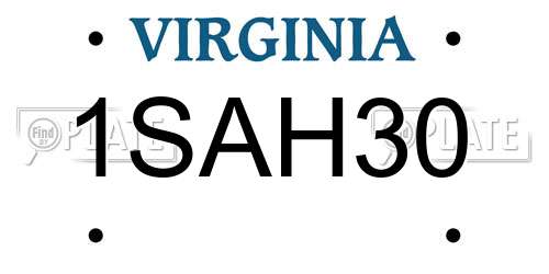 1SAH30 Virginia License Plate
