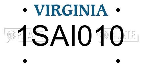 1SAI010 Virginia License Plate
