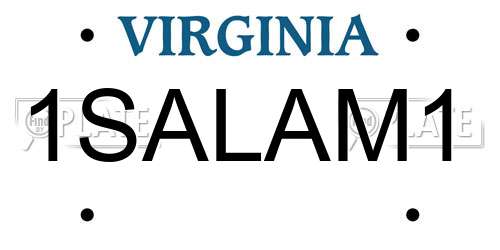 1SALAM1 Virginia License Plate