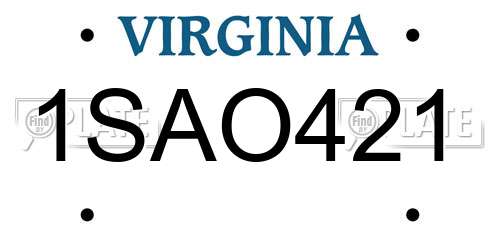 1SAO421 Virginia License Plate