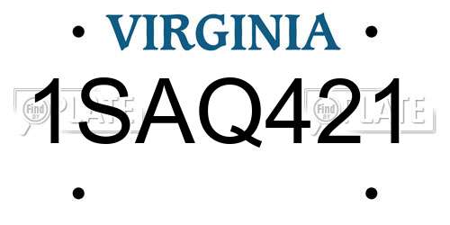 1SAQ421 Virginia License Plate