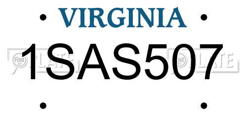 1SAS507 Virginia License Plate