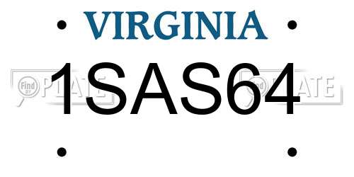 1SAS64 Virginia License Plate