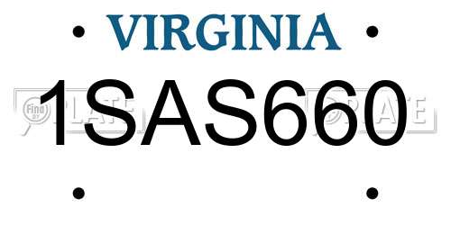 1SAS660 Virginia License Plate