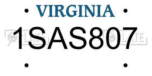 1SAS807 Virginia License Plate