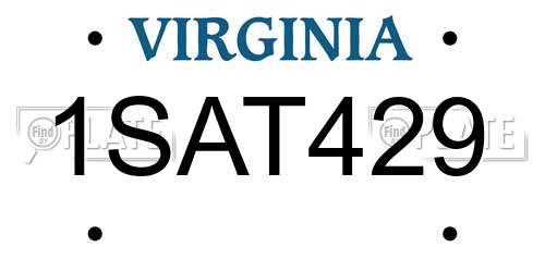 1SAT429 Virginia License Plate