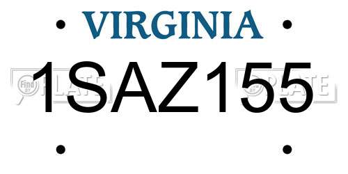 1SAZ155 Virginia License Plate
