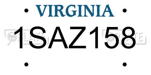 1SAZ158 Virginia License Plate