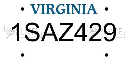1SAZ429 Virginia License Plate