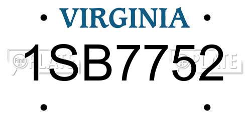 1SB7752 Virginia License Plate