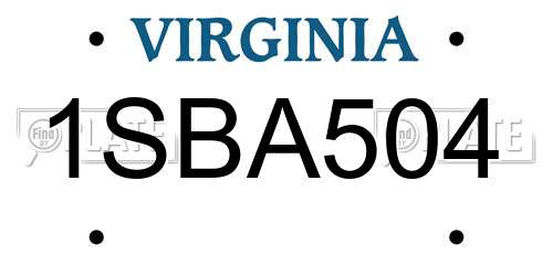 1SBA504 Virginia License Plate