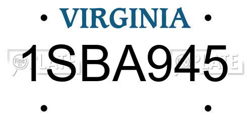 1SBA945 Virginia License Plate