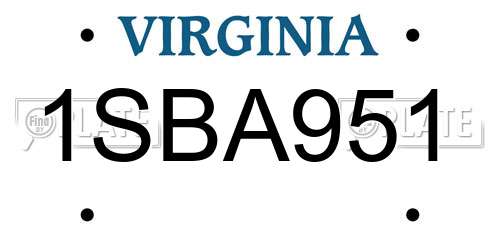 1SBA951 Virginia License Plate