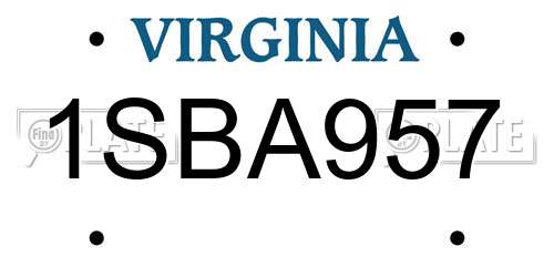 1SBA957 Virginia License Plate