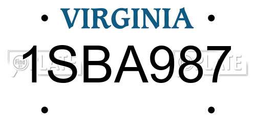 1SBA987 Virginia License Plate