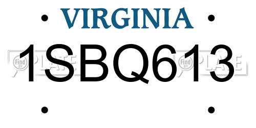 1SBQ613 Virginia License Plate