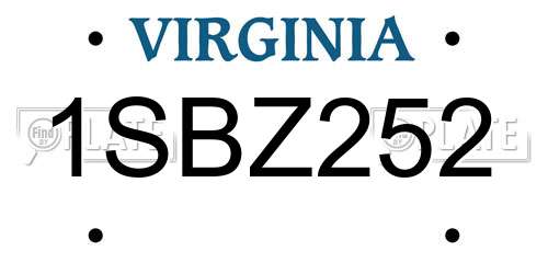 1SBZ252 Virginia License Plate
