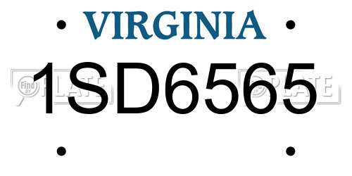 1SD6565 Virginia License Plate