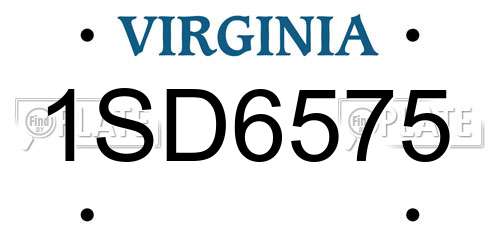 1SD6575 Virginia License Plate