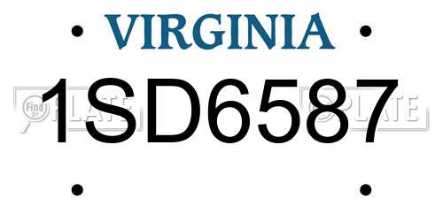 1SD6587 Virginia License Plate