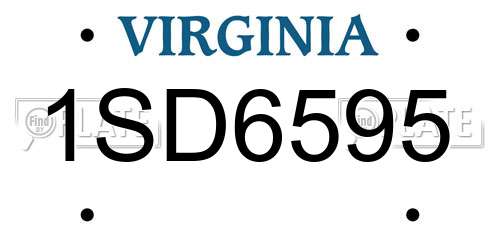 1SD6595 Virginia License Plate
