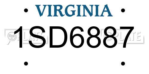1SD6887 Virginia License Plate