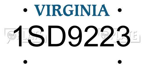 1SD9223 Virginia License Plate