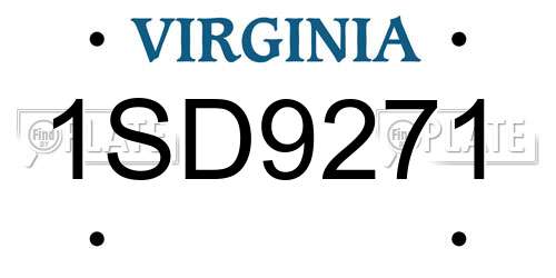 1SD9271 Virginia License Plate