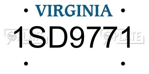 1SD9771 Virginia License Plate