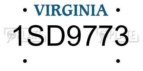 1SD9773 Virginia License Plate