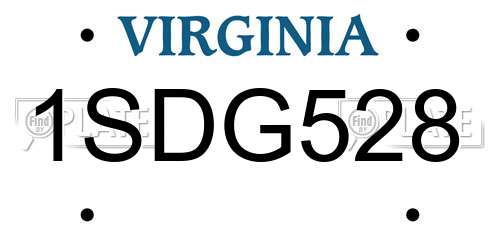 1SDG528 Virginia License Plate