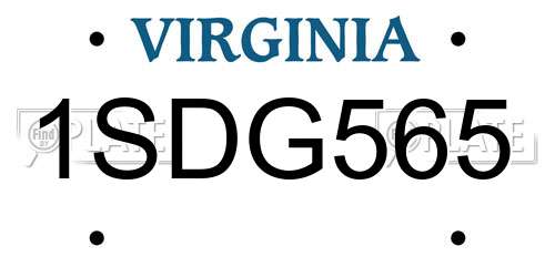 1SDG565 Virginia License Plate