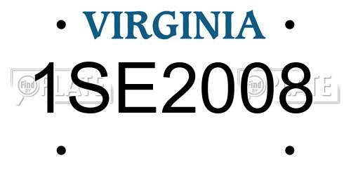 1SE2008 Virginia License Plate