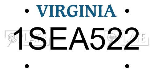 1SEA522 Virginia License Plate