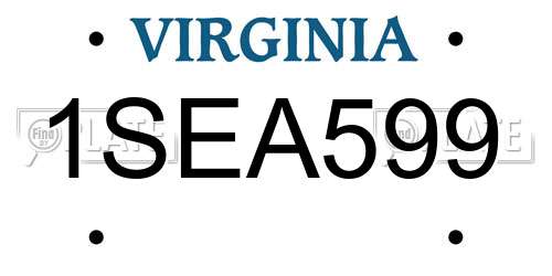 1SEA599 Virginia License Plate