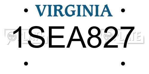 1SEA827 Virginia License Plate