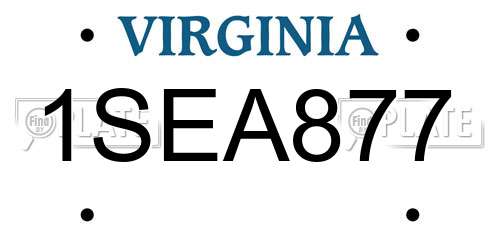 1SEA877 Virginia License Plate