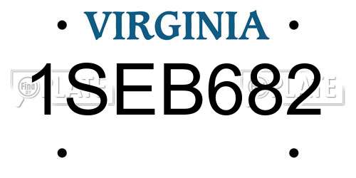 1SEB682 Virginia License Plate