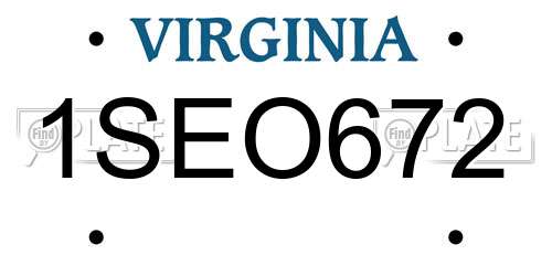 1SEO672 Virginia License Plate