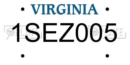 1SEZ005 Virginia License Plate
