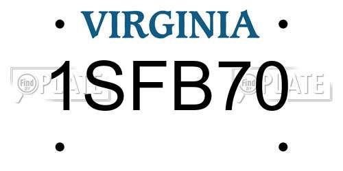 1SFB70 Virginia License Plate