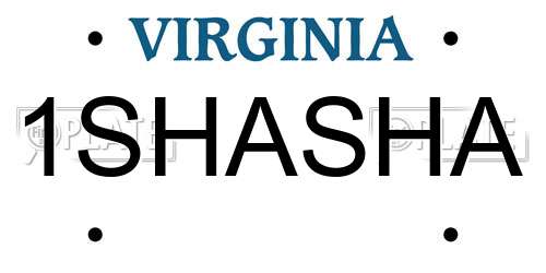 1SHASHA Virginia License Plate