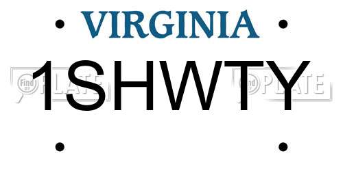1SHWTY Virginia License Plate