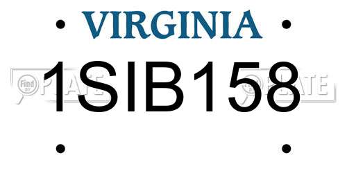 1SIB158 Virginia License Plate