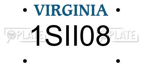 1SII08 Virginia License Plate